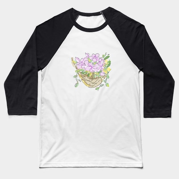 Hanging Flower Basket Baseball T-Shirt by DesignTree